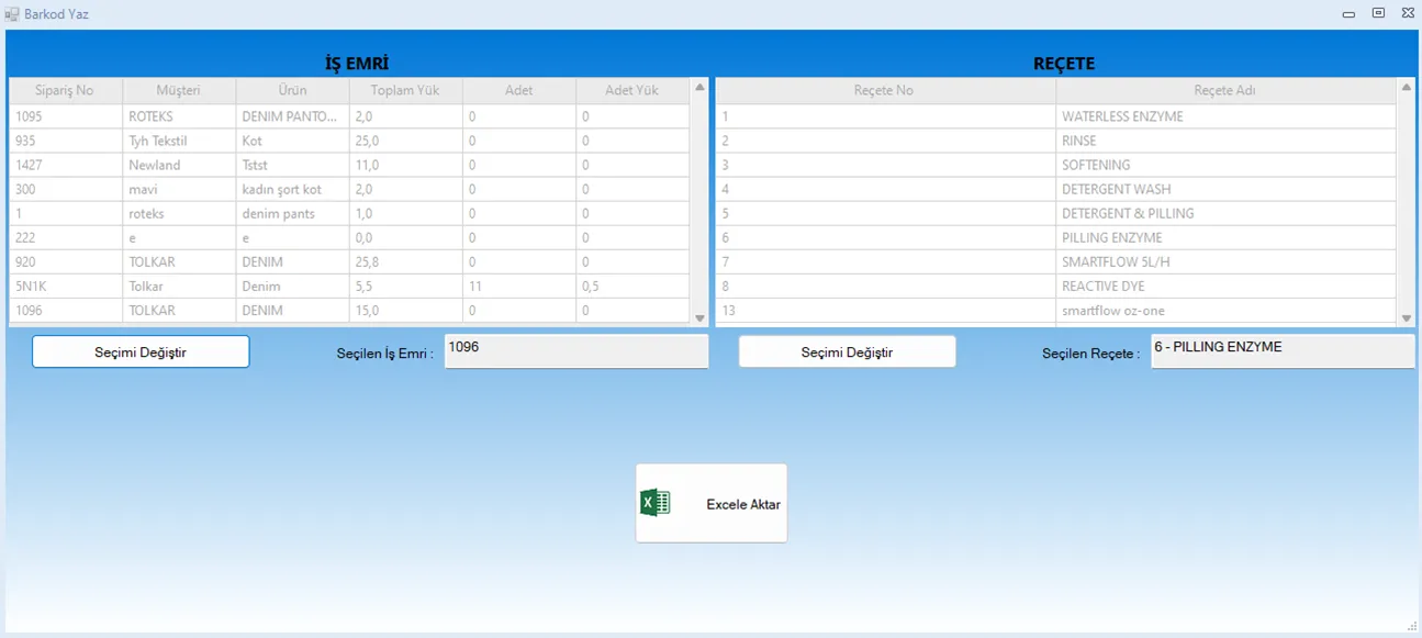Barkod Yazdır Ekranı